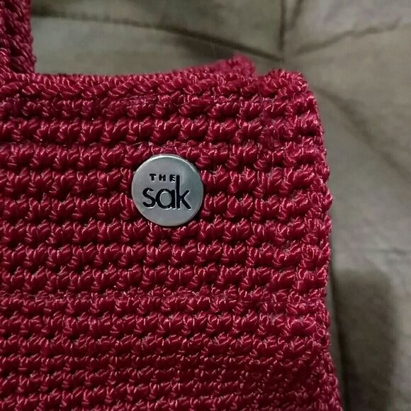 SAK Red Woven Satchel Bag Red Nylon Fob and Key Clasp - Picture 3 of 9